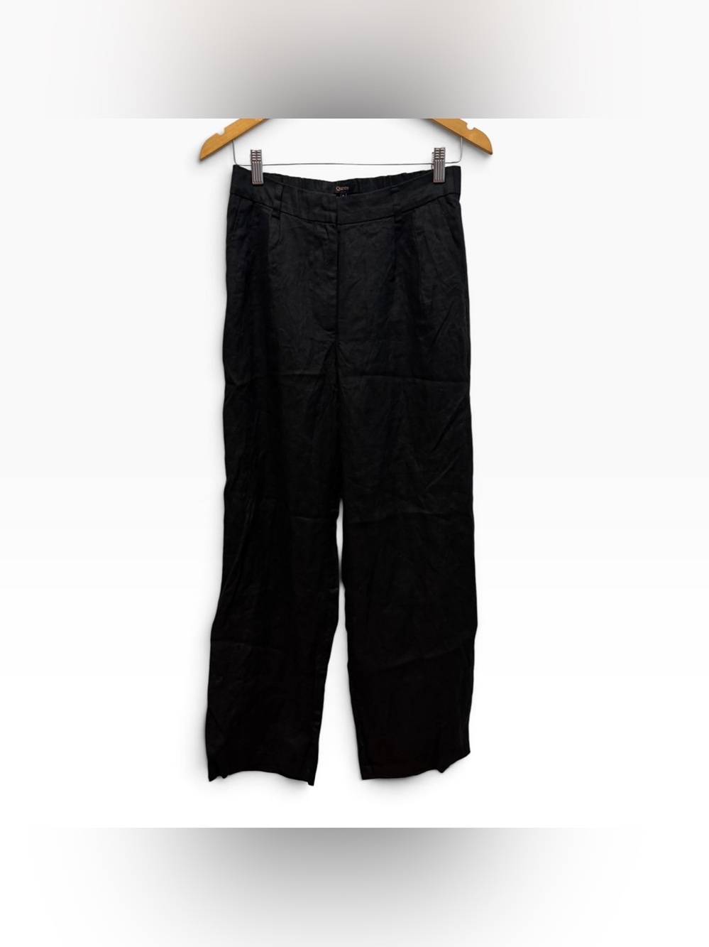 Quince 100% European Linen Black Pants Elastic Back Boho Minimalist Classic Sz 4